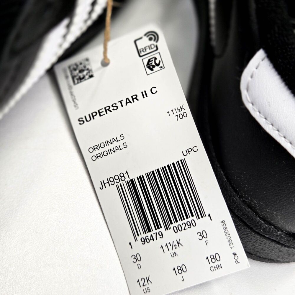 adidas Superstar II Kids 12K Black White JH9981 Brand New in Box - Picture 7 of 11